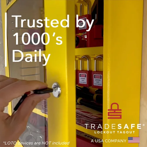 Vista 8 de TRADESAFE Gabinete de etiquetado de bloqueo, estación de etiqueta de bloqueo sin llenar, no incluye dispositivos Loto, gabinete de estación