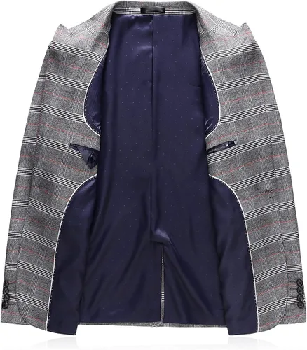 Vista 4 de Trajes de hombre de 3 piezas a cuadros de un solo botón, chaquetas formales, para fiesta, graduación, casual, esmoquin para hombres