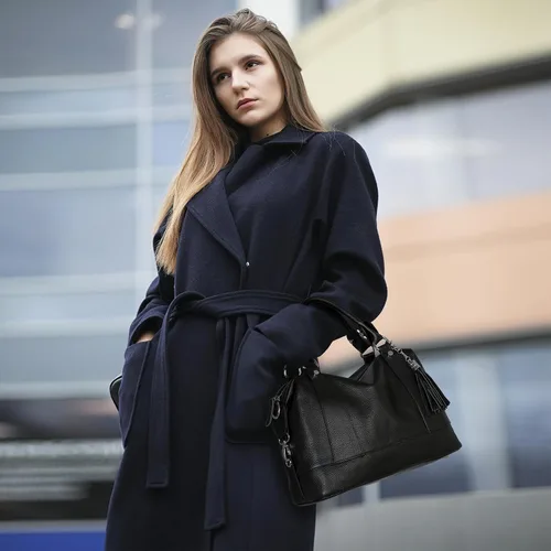 Vista 15 de Heshe - Bolsa de hombro de piel para mujer, con asa superior, bolsa cruzada