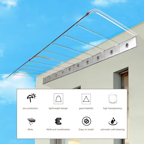 Vista 6 de Protección UV contra la lluvia y la luz solar, toldo para puerta delantera, toldo para ventana, toldo para puerta delantera, cubierta