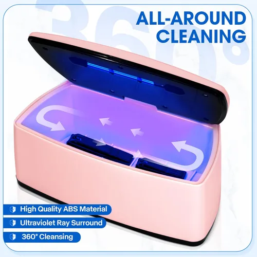 Vista 5 de Esterilizador de herramientas de uñas, función de limpieza de luz azul de doble tubo, enchufe USB, gran capacidad de 1 litro para herramientas