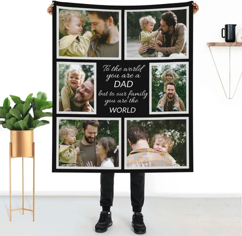 Vista 31 de HUGLAZY Manta personalizada con fotos y texto, manta de franela para parejas de adultos, regalo para cumpleaños, Día del Padre, Día de la Madre, Día