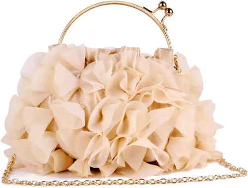 Vista 2 de Lanpet Bolsos de mano florales para mujer, bolso de noche de flores de satén, bolsos de fiesta de graduación