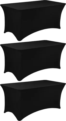 Vista 15 de Paquete de 2 manteles rectangulares de elastano de 6 pies, lavables, resistentes a las arrugas, para mesas plegables, bodas, fiestas, cumpleaños