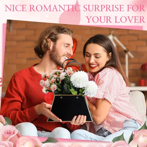 Vista 5 de Noveread 24 bolsas de regalo florales de barra floral a granel, bolsa de ramo de flores, bolsa de papel de regalo con asa, caja de centro de mesa