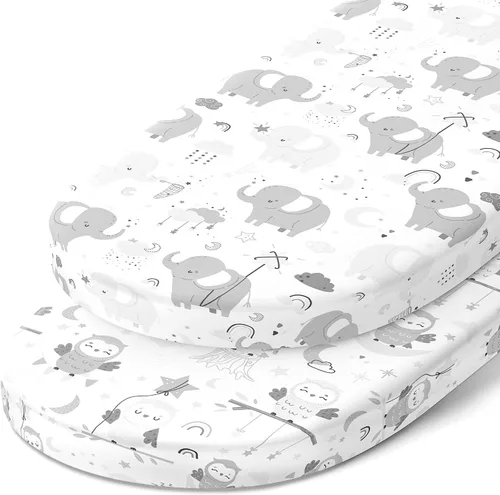 Vista 7 de Joey + Joan Sábanas de moisés compatibles con el moisés Mamaroo de 4moms, se adapta a colchón ovalado de moisés de 18 x 30 pulgadas, suave, 100%