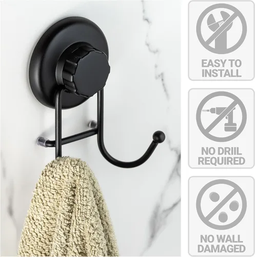 Vista 4 de HASKO accessories - Ganchos de ventosa para ducha - Ganchos para toallas para baño montados en la pared - Ganchos de baño para colgar - Toalleros
