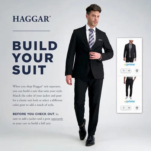 Vista 5 de Haggar - Trajes y ambos de primera calidad para hombre, con estiramiento, ajuste clásico, tallas grandes y altas - Pantalones y chaquetas