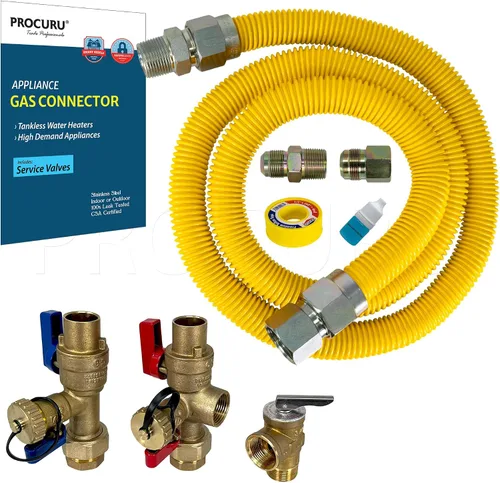 Vista 8 de PROCURU Conector de gas flexible universal FIP de 1 pulgada de diámetro exterior x 12 pulgadas (1 pie) x 3/4 pulgadas MIP x 3/4 pulgadas FIP
