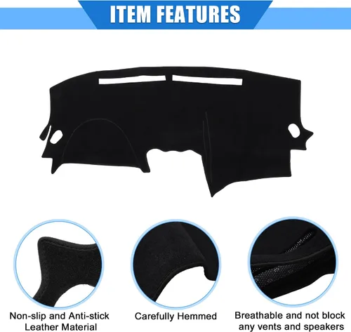 Vista 4 de Funda protectora de poliéster para salpicadero de automóvil compatible con Nissan Altima 2007-2012, protector de poliéster negro para consola