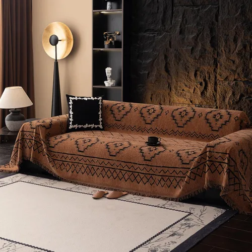 Vista 15 de DREAMINGO Funda de Sofá de Chenilla Beige Bohemia Geométrica Jacquard para Sofá de 3 Cojines Antideslizante Seccional Forma de L para Perros
