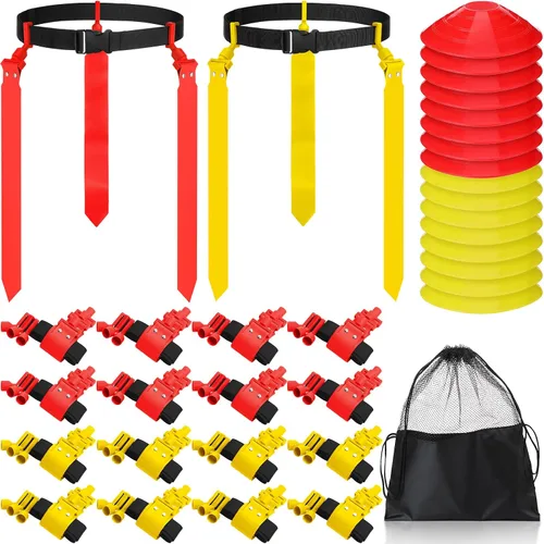 Vista 9 de Wettarn Cinturones de fútbol con bandera, ajustable, con bolsa de conos, para jóvenes, adultos, niños, equipo de entrenamiento de equipo deportivo