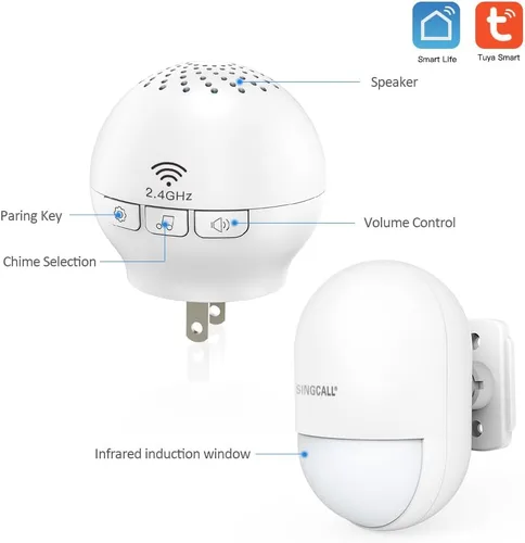 Vista 8 de SINGCALL Sensor de movimiento inalámbrico Alarma de entrada Alarma Interior Sensor de Movimiento Inteligente Detector 2.4G WiFi Sistema Inalámbrico