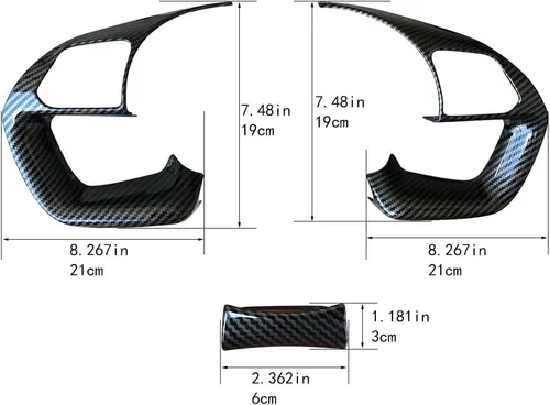 Vista 4 de Ruihe Funda de volante de color de fibra de carbono moldura apta para Hyundai Elantra, Santa Cruz, Tucson 2021-2025 diseño universal y accesorio