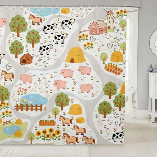 Vista 18 de Cortina de ducha de sirena, decoración de baño con escala de acuarela, habitación para niños y niñas, mujeres, caricaturas, delfín, pulpo