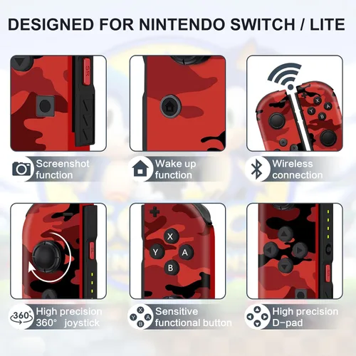 Vista 4 de SWCTIM Joypad Controller for Nintendo Switch,Switch Controllers Joypad Supports ScreenshotWake-up FunctionMotion ControlDual VibrationLeft Right