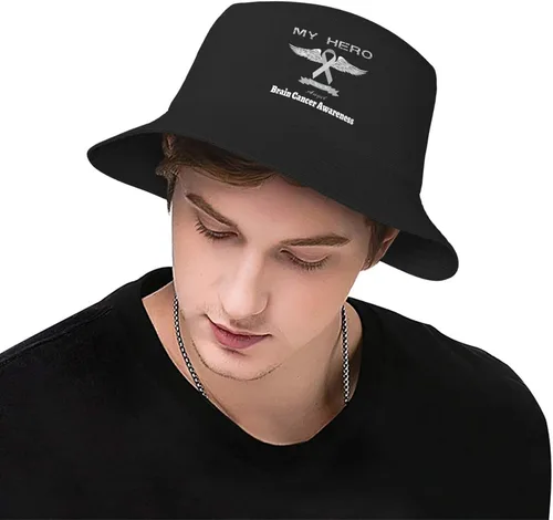 Vista 6 de My Hero is Now My Angel Brain Cancer Awareness - Sombreros de pescador de doble tejido para mujeres/hombres, sombrero de pescador para adultos