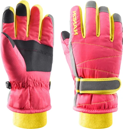 Vista 21 de Kids Ski Snow Gloves, Waterproof Winter Mittens for Boys Girls #01 azul