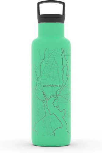 Vista 140 de Well Told Botella de agua aislada con mapa de Washington DC grabado, botella de acero inoxidable grabada (21 onzas, blanco) botella aislada de mapa