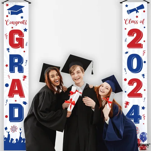 Vista 6 de KatchOn, Cartel de graduación de felicitaciones rojas y azules – 72 x 12 pulgadas, NO DIY, pancarta de puerta de graduación, decoraciones de puerta