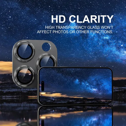 Vista 5 de Choiche - Protector de lente de cámara para iPhone 16 Pro/iPhone 16 Pro Max Full Camera Cover with 9H Tempered Glass Lens Screen Protector Metal
