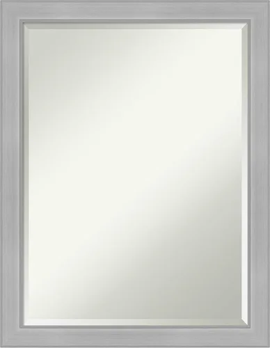 Vista 11 de Amanti Art - Espejo de baño plateado para sobre lavabo, espejo rectangular de níquel cepillado de 33x43, marco moderno extragrande, se cuelga