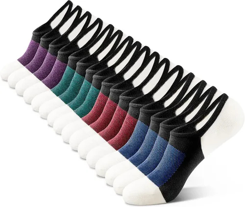 Vista 12 de IDEGG - Calcetines invisibles para hombre de corte bajo, calcetines cortos de tobillo para hombres, calcetines deportivos casuales con agarre A-8