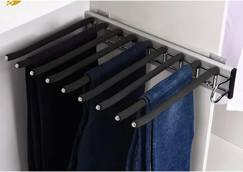 Vista 8 de Perchero extraíble para pantalones con 9 brazos, percha de acero para pantalones, perchero extraíble, riel extensible para ahorrar espacio