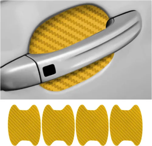 Vista 8 de 4 calcomanías protectoras para manija de puerta de automóvil, película protectora universal de fibra de carbono antiarañazos para la mayoría
