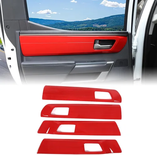 Vista 10 de Aunginsy 4 piezas cubierta de panel de manija interior de puerta para auto, compatible con Toyota Tundra 2022 2023 2024 2025, protector de panel