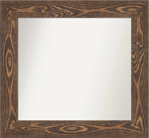 Vista 36 de Amanti Art Espejo de baño marrón para sobre fregadero, 26 x 26 pulgadas, espejo de tocador cuadrado marrón rústico Alexandria, marco de madera