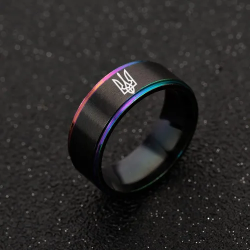 Vista 3 de Supra Diamanto 6 anillos de acero inoxidable para hombres, tótem pulido grabado, anillo de tungsteno tamaño 8-0.394-0.315in, joyería de moda