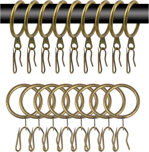 Vista 16 de 40 piezas de anillos y ganchos de cortina de metal, 30 mm de diámetro interno, negro