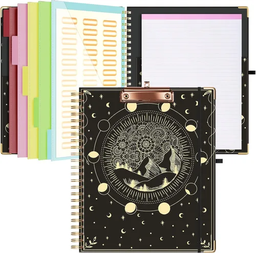 Vista 9 de Ospelelf Portapapeles con almacenamiento de 8.5 x 11, organizador de padfolio, cartera en espiral, tamaño carta con bloc de notas, soporte