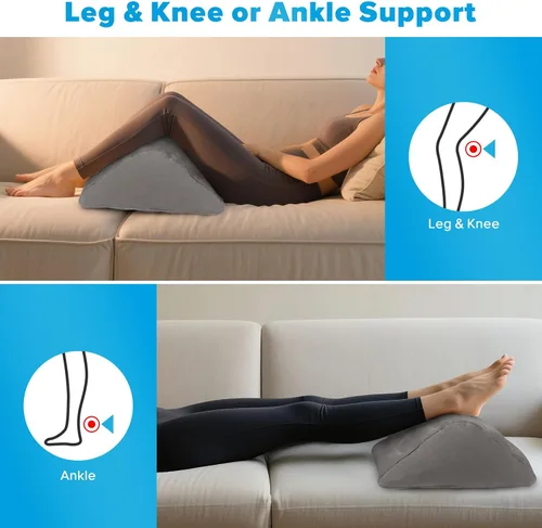 Vista 4 de USHMA Almohada inflable de cuña de rodilla para dormir de espalda, almohada debajo de la rodilla para dormir de espalda, cómoda almohada inflable