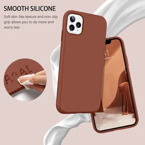Vista 2 de DUEDUE Funda diseñada para iPhone 11 Pro, silicona líquida de gel suave, funda delgada con forro de tela de microfibra, cojín protector a prueba