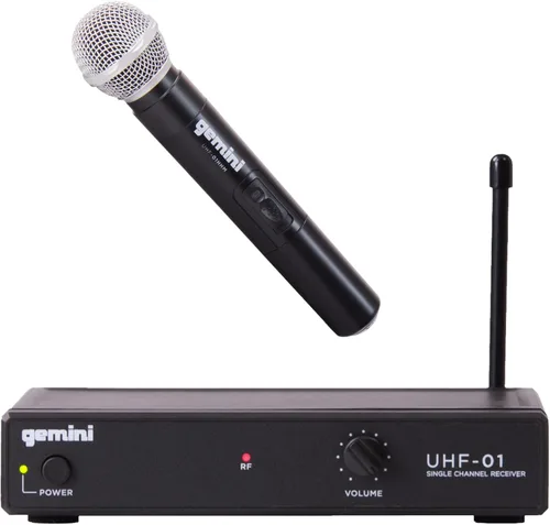 Vista 9 de Sistema de micrófono de mano UHF de doble canal Gemini (UHF-02M-S12) Dual-channel UHF handheld mics, 517-521 MHz - 150 ft range - dual volume