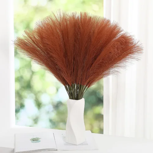 Vista 11 de Wertuirk 30 piezas de hierba de las pampas negra - Decoración de hierba de las pampas artificial de 24 pulgadas, hierba de las pampas artificial