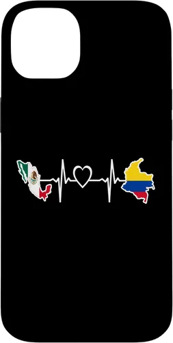 Vista 15 de iPhone 16 Bandera de Colombia Mexicana - Funda de latidos del corazón de Colombia Mexicana