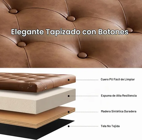 Vista 5 de Banco de almacenamiento de 63.8 pulgadas para dormitorio, de piel sintética Marrón