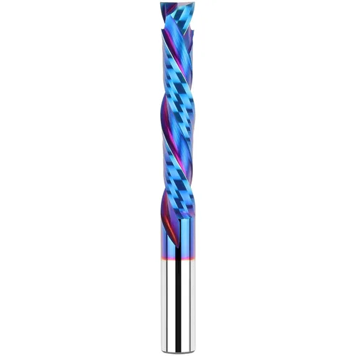 Vista 12 de EANOSIC Brocas de fresadora en espiral de compresión ascendente y descendente de 1/2 pulgada de diámetro de corte con revestimiento nano azul