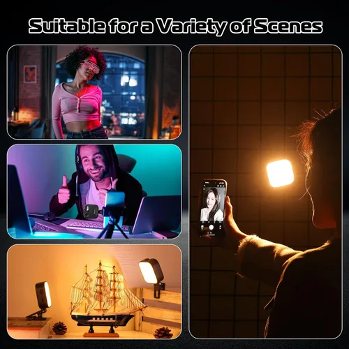 Vista 6 de Ulanzi U60 RGB Clip en luz de video, CRI≥95 2500-9000K regulable con zapata fría Negro