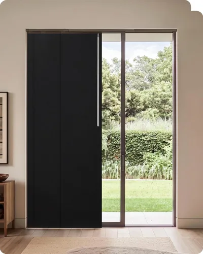 Vista 12 de Graywind - Paneles deslizantes manuales 100% opacos con control de varilla, cortinas para ventanas de privacidad, cortinas para puertas corredizas