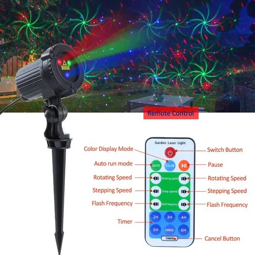 Vista 7 de MHAZDZE Proyector de Navidad láser al aire libre Luces Proyector láser decorativo de 18 patrones para el hogar y el jardín