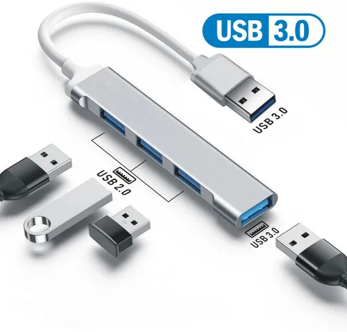 Vista 9 de Expansor divisor de concentrador USB 3.0 de 4 puertos para laptop, Xbox, unidad flash, disco duro, consola, impresora, cámara, teclado, mouse