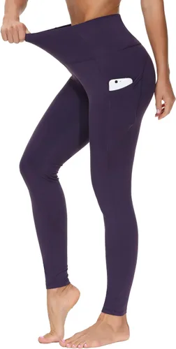 Vista 3 de The Gym People - Pantalones deportivos gruesos de tiro alto, con bolsillos y control de abdomen, leggings para entrenar, correr, hacer yoga