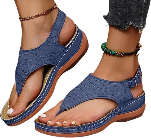 Vista 6 de Xuyuan Sandalias ortopédicas Color sólido Flip Flop Verano Playa Sandalias Color sólido Playa Verano Casual Flip Flop Sandalias anchas
