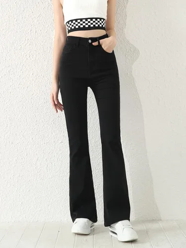 Vista 3 de SOLY HUX Girl's Flare Bell Bottom Jeans High Waisted Zipper Fly Stretch Bootcut Denim Pants