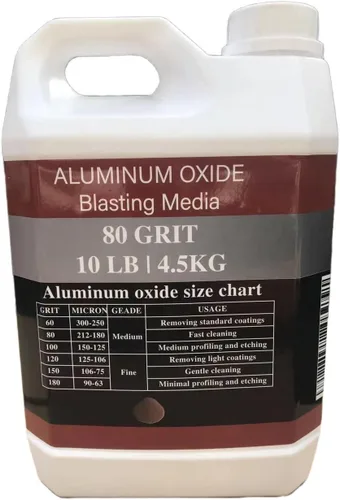 Vista 2 de Óxido de aluminio – 10 libras – Medios abrasivos de chorro de arena media a fina para gabinetes de voladura o pistolas de granallado. Grano #80
