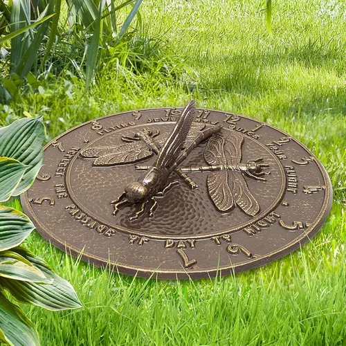 Vista 2 de Whitehall Products Reloj de sol de libélula de bronce francés